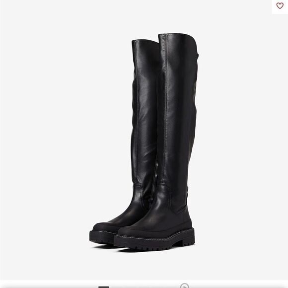 NEW WITHOUT TAGS‎ SAM EDELMAN LERUE TALL RIDING BOOTS IN BLACK VEGAN LEATHER - Picture 1 of 13